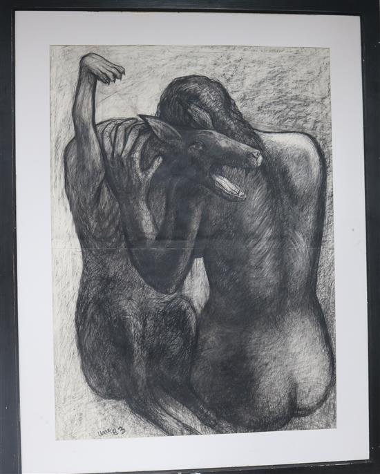 Joseph Urie (b.1947) Girl with dog 111 x 81cm